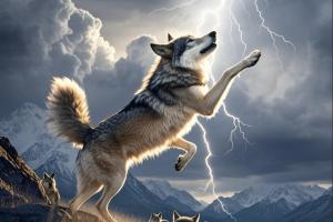 【AI绘图】撕裂苍穹！狼群化身雷电主宰~