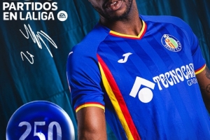 37岁后卫恩约姆达成西甲250场里程碑，赫塔费晒海报为其纪念