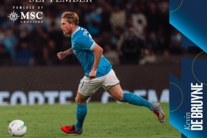 5场进2球！官方：德布劳内当选那不勒斯球迷票选的9月份最佳球员