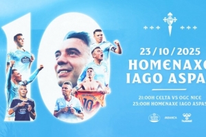 官方：阿斯帕斯成为塞尔塔队史出场次数最多球员，将举行致敬仪式