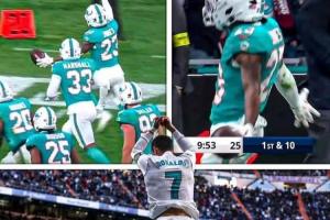 伯纳乌再现Siu庆祝！NFL西班牙赛，球员与伯纳乌球迷激情同Siu