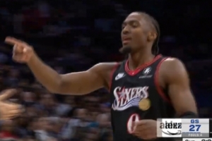 又20分差距了！马克西横撤步跳投 76人47-27打停勇士