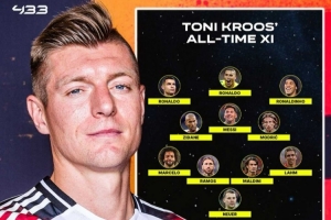 克罗斯评最佳11人：梅罗、大小罗四大攻击手，齐祖、魔笛坐镇中场