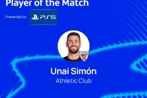 4次扑救完成零封，官方：乌奈·西蒙当选毕尔巴鄂竞技0-0巴黎最佳